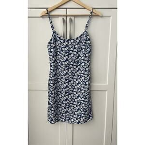 NLW women’s slip dress size S blue white floral spaghetti straps